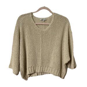 Orange Amore Top Womens S/M Crochet Knit Beige Boho Coastal Cropped
